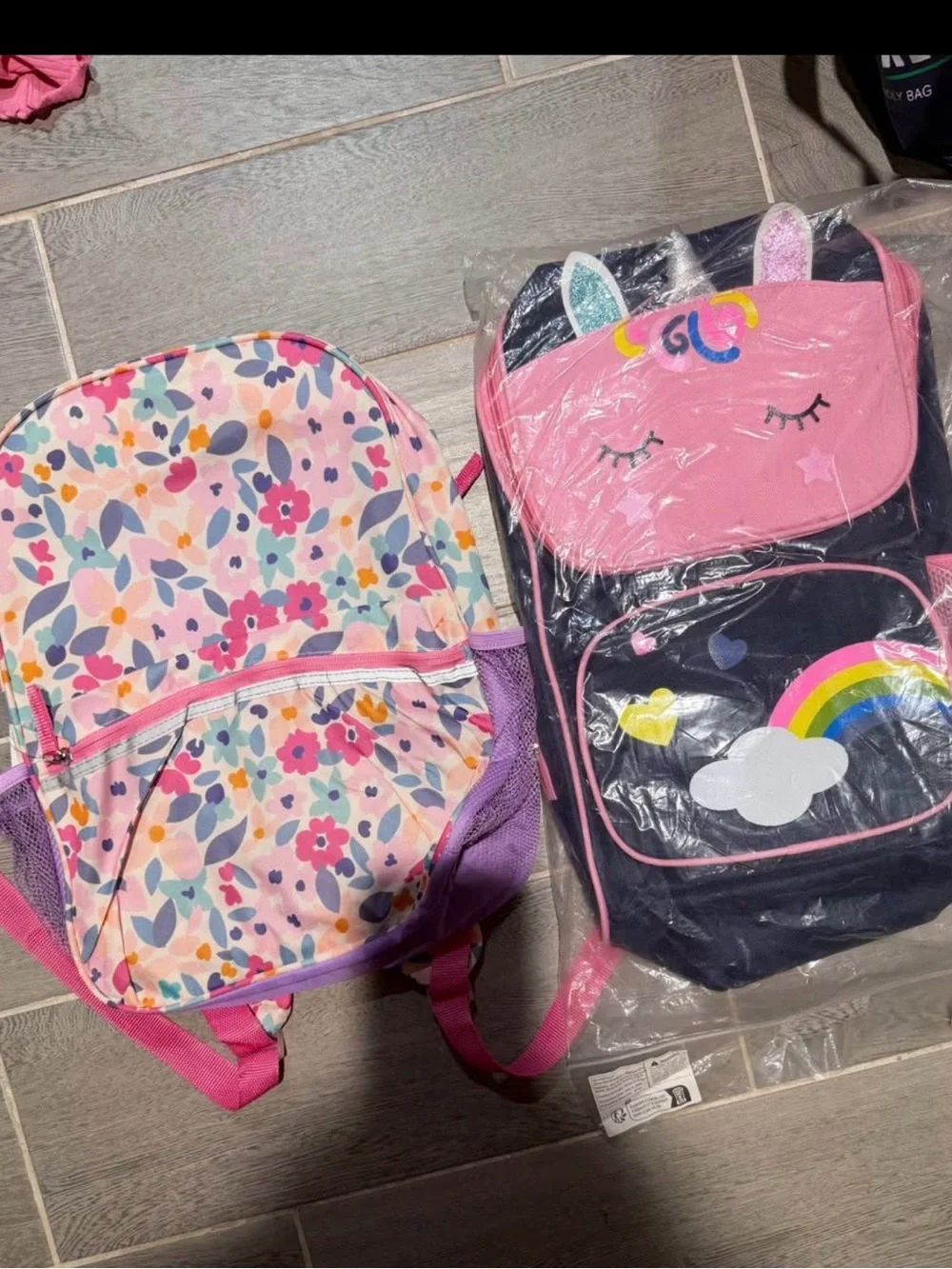 Kids Floral Pink Backpack - Cute Unicorn Rainbow Option